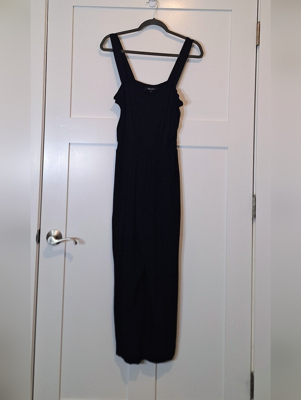 Madewell Viscose Smocked Waist Wide Leg Cropped Jumper Pockets Black Size 8